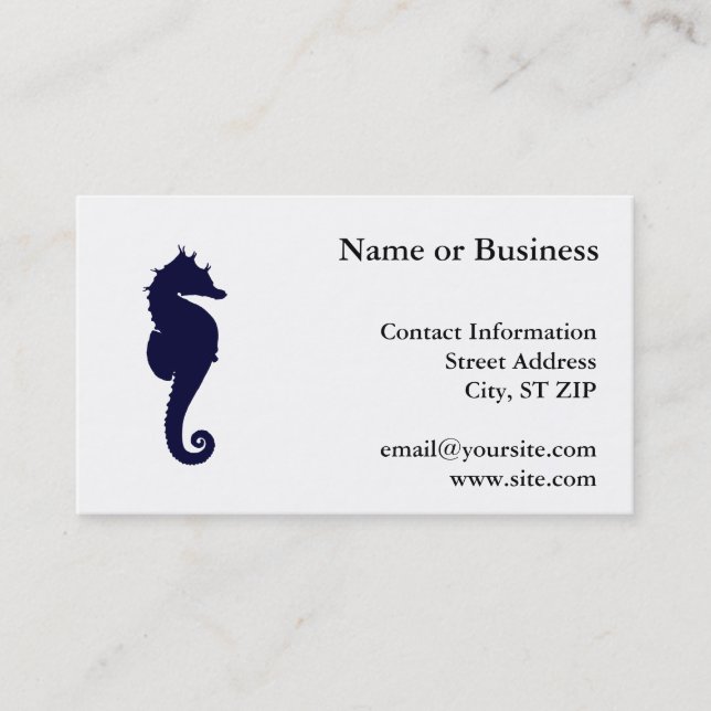 Dark Blue Seahorse Business Card (Front)