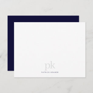 Dark Blue Simple Modern Monogram Professional Card