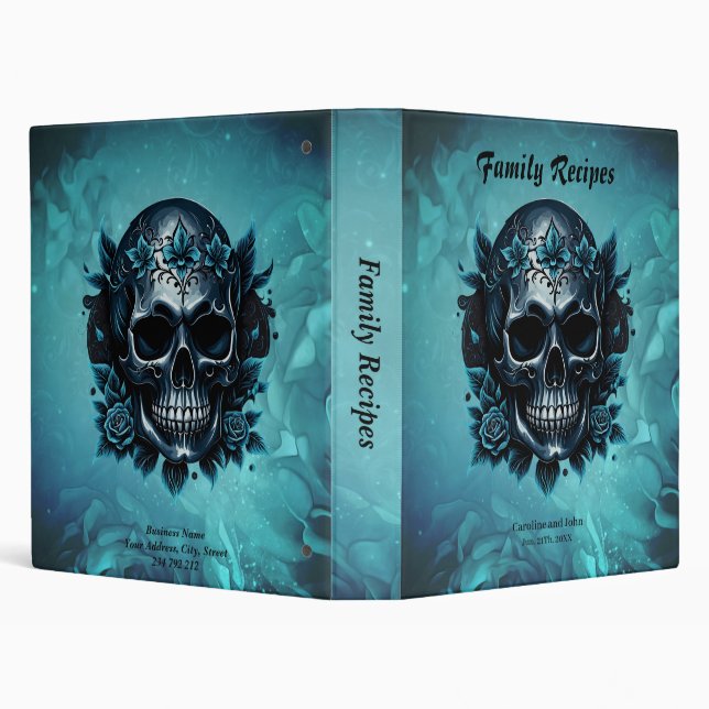 Dark blue skull with roses binder (Background)