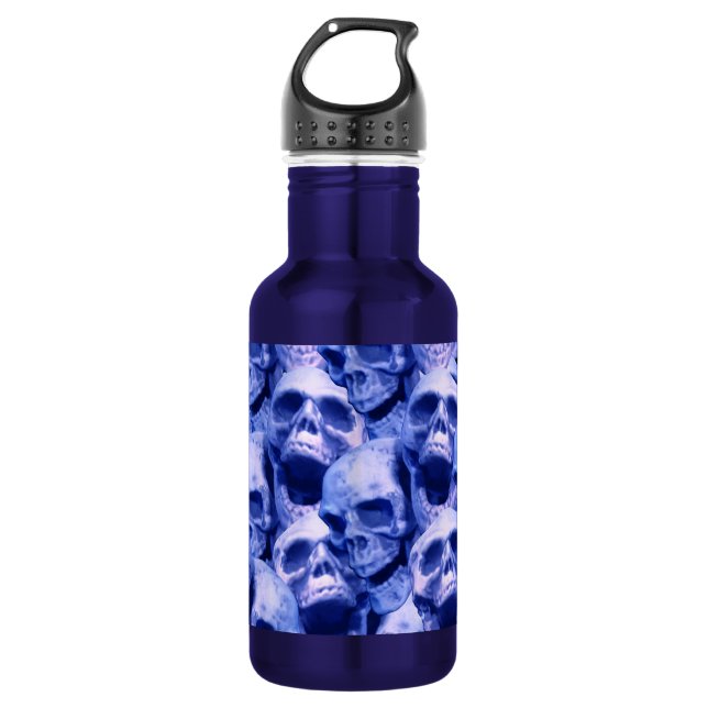 Dark Blue Skulls 532 Ml Water Bottle (Front)