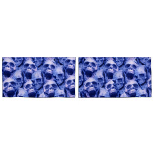 Dark Blue Skulls Pillowcase
