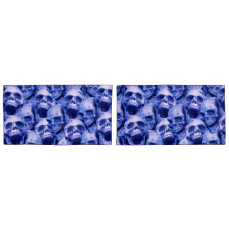 Dark Blue Skulls Pillowcase