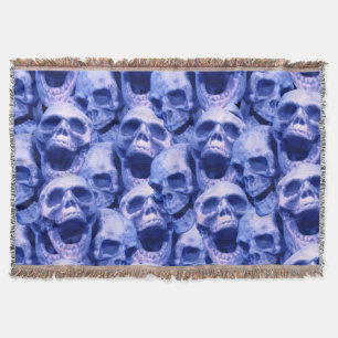 Dark Blue Skulls Throw Blanket
