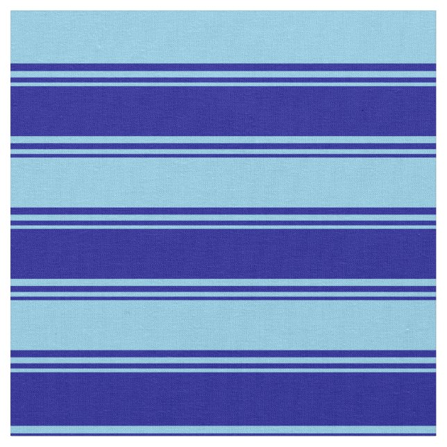 Dark Blue & Sky Blue Coloured Striped Pattern Fabric (Close Up)