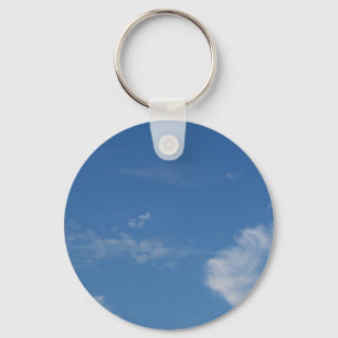 dark blue sky white clouds keychain