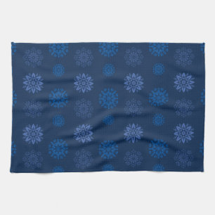 Dark Blue Snowflake Pattern Kitchen Towel