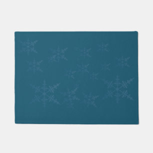 Dark Blue Snowflakes  Doormat