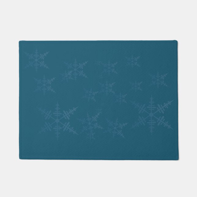 Dark Blue Snowflakes  Doormat (Front)