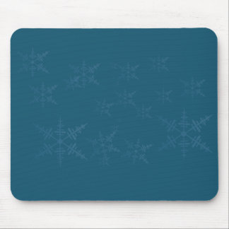 Dark Blue Snowflakes Mouse Pad