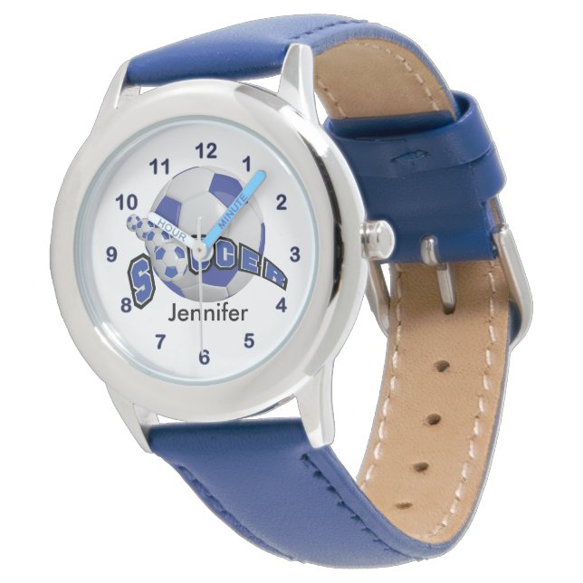 Dark Blue Soccer Ball | DIY Name Watch (Angled)