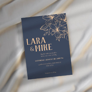 Dark Blue Soft All in One Wedding Invitations