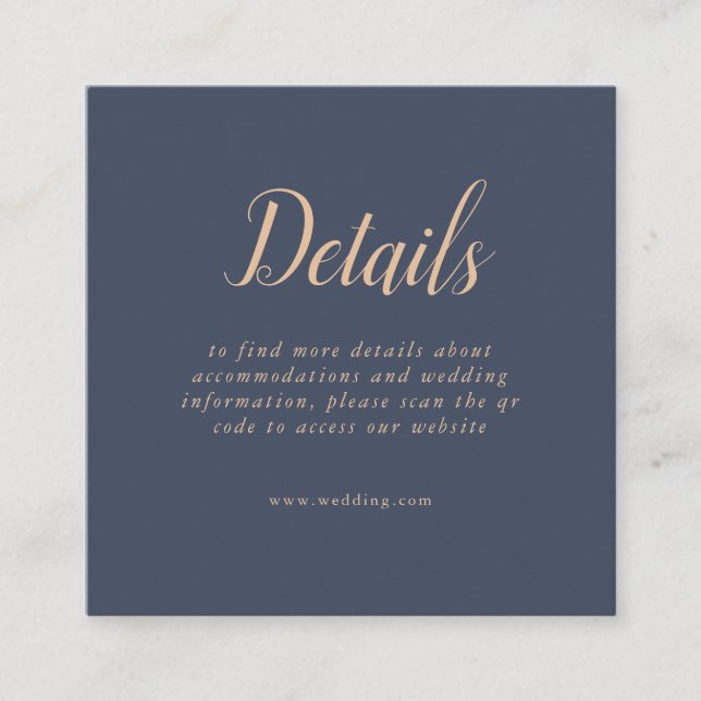 Dark Blue Soft QR Code Details Enclosure Card (Front)