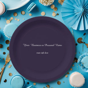 dark  blue solid colour -personalized  paper plate
