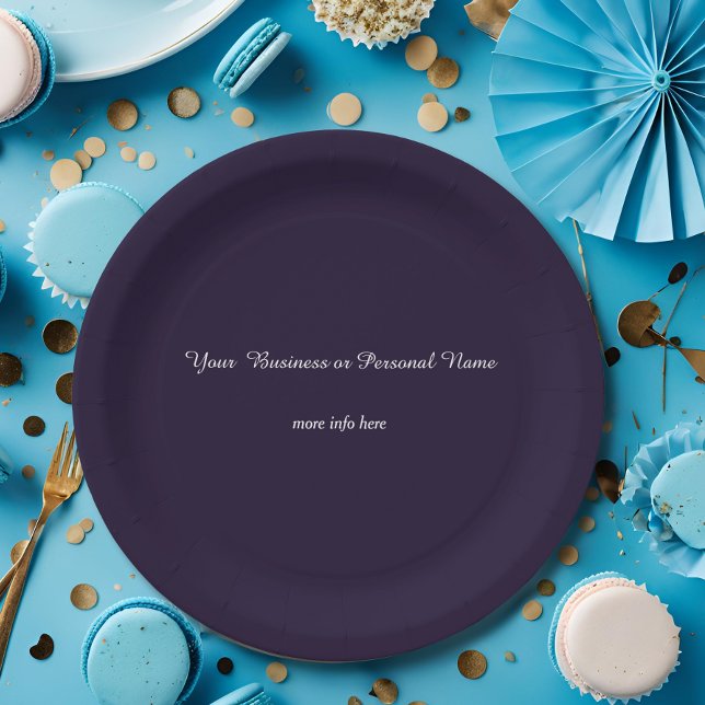 dark  blue solid colour -personalized  paper plate (Creator Uploaded)