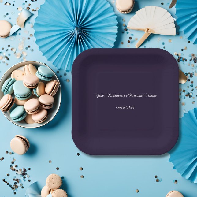 dark  blue solid colour -personalized square paper plate (Creator Uploaded)