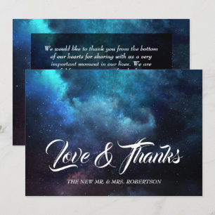 Dark Blue Space Cosmic Nebula Thank You Card