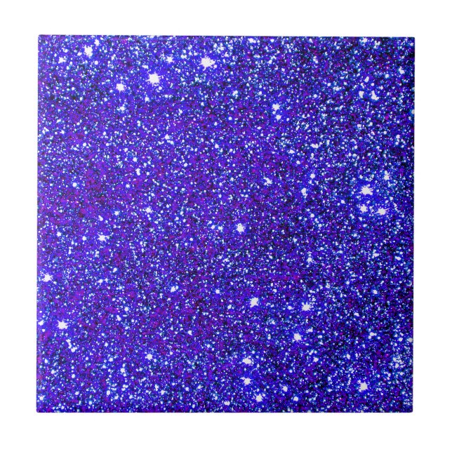 Dark Blue Sparkle Glitter Night Sky Starfield Star Tile (Front)