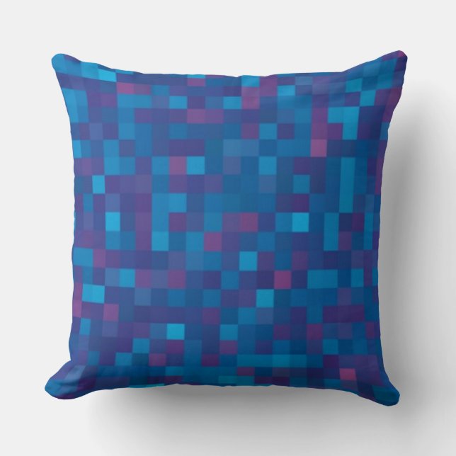 Dark blue  squares throw pillow (Front)
