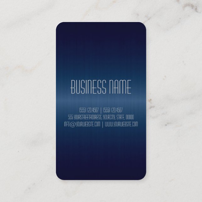 Dark Blue Stainless Steel Metal Business Card (Back)
