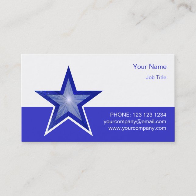 Dark Blue Star business card blue white (Front)