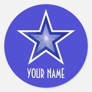 Dark Blue Star 'Name' round sticker blue