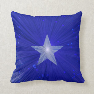 Dark Blue Star printed throw pillow square