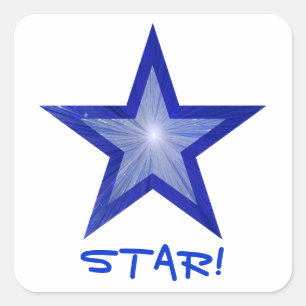 Dark Blue Star 'STAR!' square sticker white