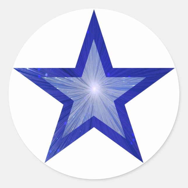 Dark Blue Star sticker round white (Front)