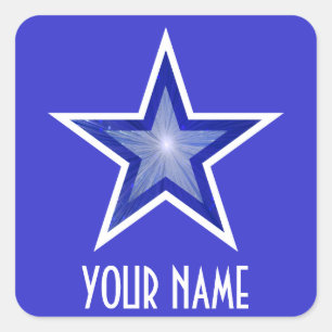 Dark Blue Star 'Your Name'' square sticker blue