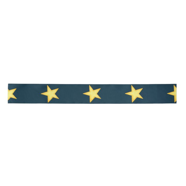 Dark Blue Starry Night Ribbon Satin Ribbon (Front)