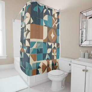 Dark Blue, Teal, Brown, and Tan Geometric Pattern