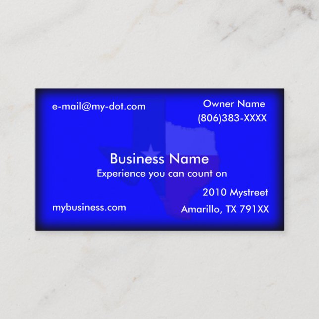 Dark Blue Texas Flag Map Business Card (Front)