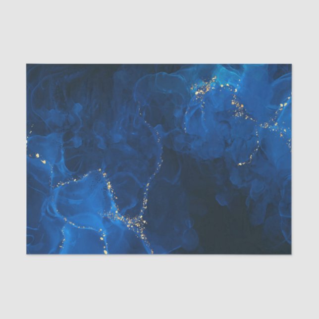 Dark Blue Textured Background Faux Gold Glitter    Tissue Paper (Front)