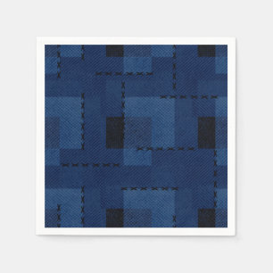 Dark blue textured geometric  napkin