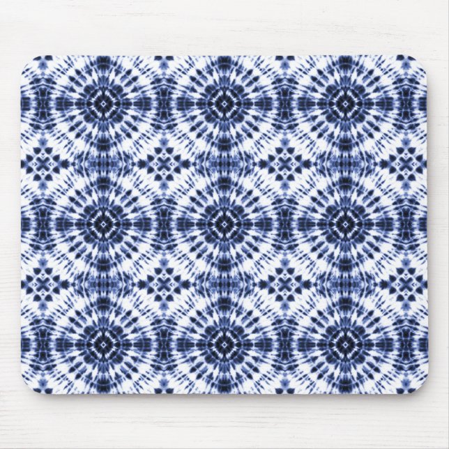 Dark Blue Tie Dye Pattern Mouse Pad (Front)