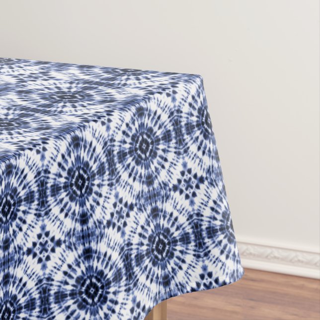 Dark Blue Tie Dye Pattern Tablecloth (In Situ)
