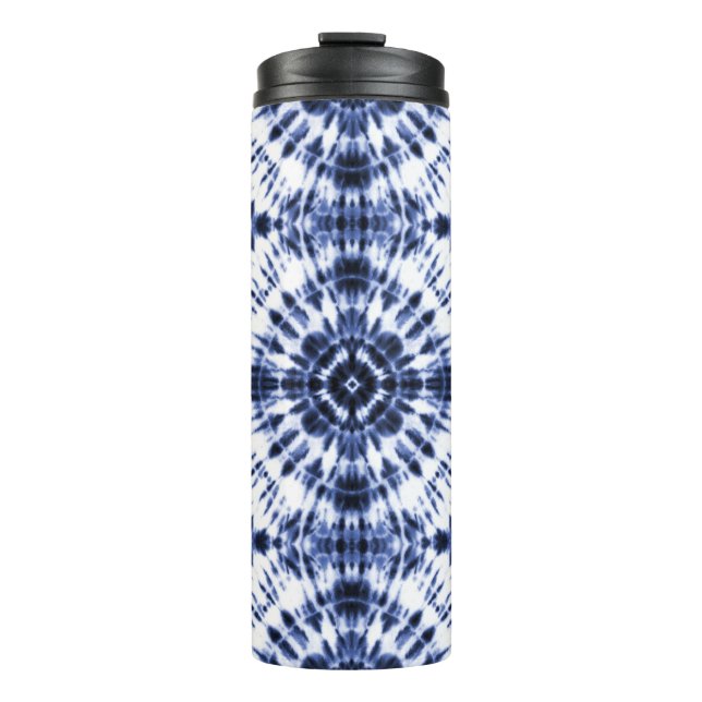 Dark Blue Tie Dye Pattern Thermal Tumbler (Front)