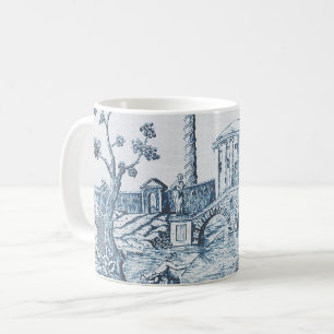 Dark Blue Toile Coffee Mug