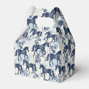 Dark Blue Toile Horses Repeating Favor Box