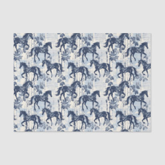 Dark Blue Toile Horses Seamless Tissue Paper