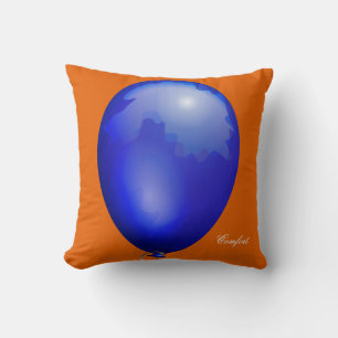 Dark blue toy balloon funny unique throw pillow