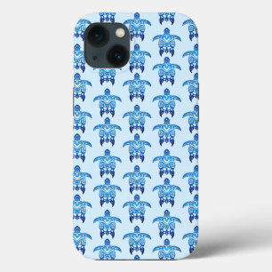 Dark Blue Tribal Honu Turtles iPhone 13 Case