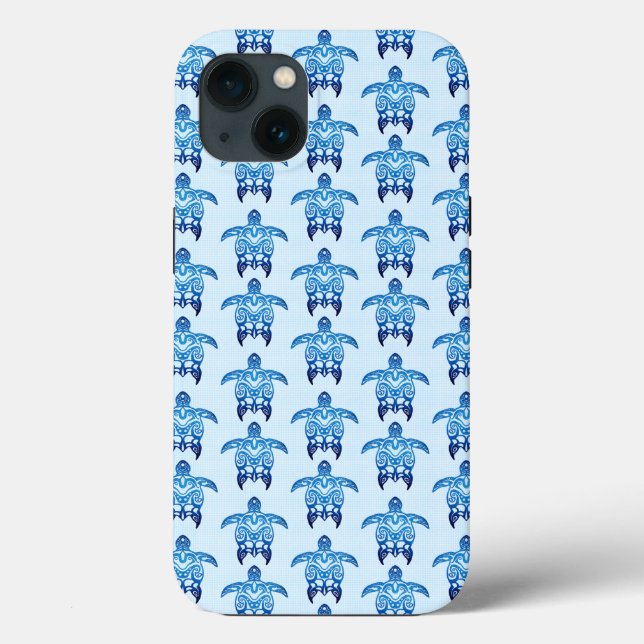 Dark Blue Tribal Honu Turtles Case-Mate iPhone Case (Back)