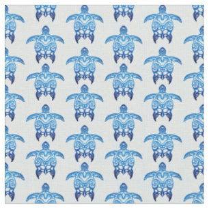 Dark Blue Tribal Honu Turtles Fabric