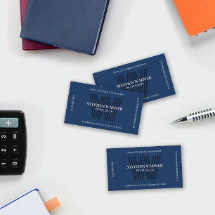 Dark Blue Typography Monogram One Sided Business Card