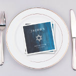 Dark Blue Watercolor Look Bar Mitzvah Napkin<br><div class="desc">These beautiful Bar Mitzvah invitations or Bat Mitzvah napkins feature an elegant watercolor look in a stylish shade of dark blue with a Star of David in silver.</div>