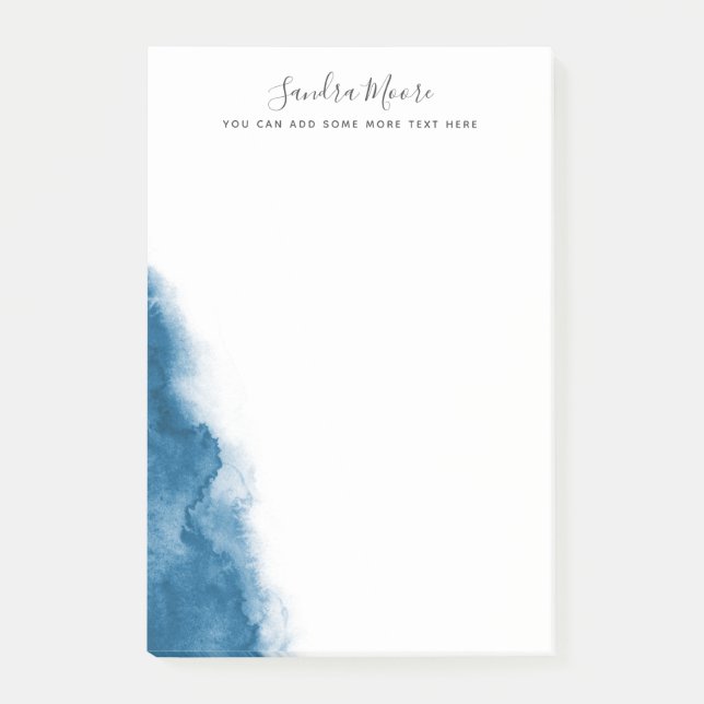 Dark blue watercolor personalized name post-it notes (Front)