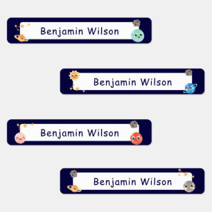 Dark Blue Watercolor Space Custom Kids Name