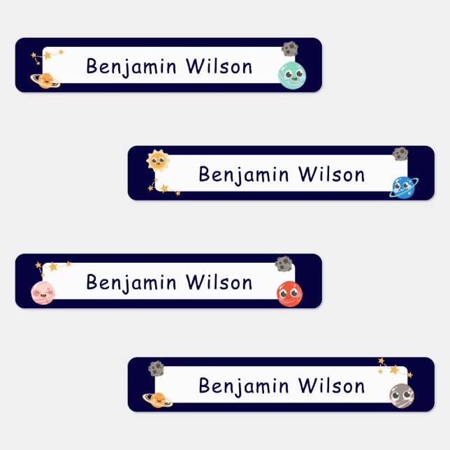 Dark Blue Watercolor Space Custom Kids Name (Group)