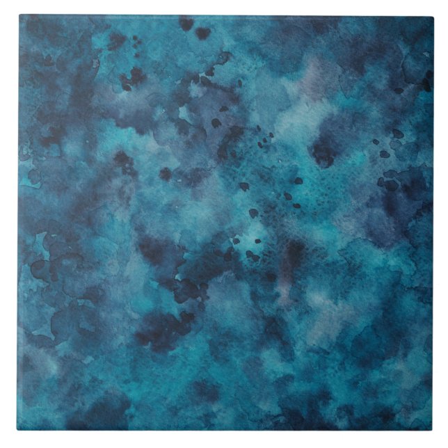 Dark Blue Watercolor Texture Tile (Front)